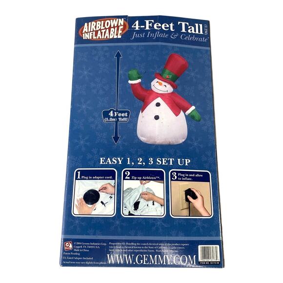 Vtg 2004 Gemmy Airblown Inflatable Christmas Snowman 4 Feet Tall New Open Box - Picture 5 of 7